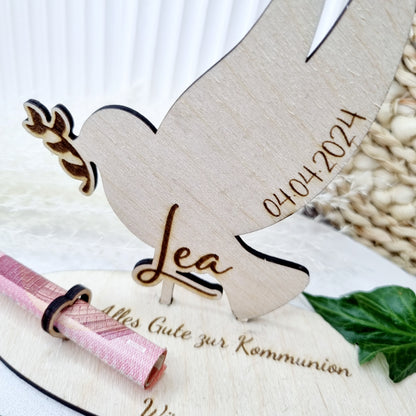 Geldgeschenk zur Kommunion/Taufe/Konfirmation | Taube | Personalisiert