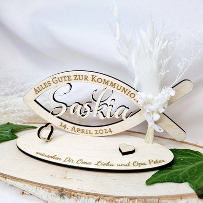 Geldgeschenk zur Kommunion/Taufe/Konfirmation | Fisch | Personalisiert