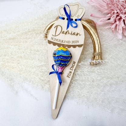 Einschulung | Schultüte | Lolli Halter | Schultüte aus Holz | Gastgeschenk