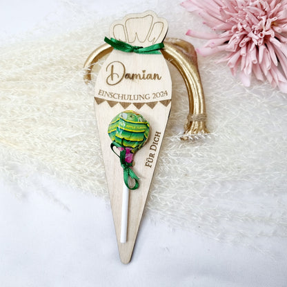 Einschulung | Schultüte | Lolli Halter | Schultüte aus Holz | Gastgeschenk