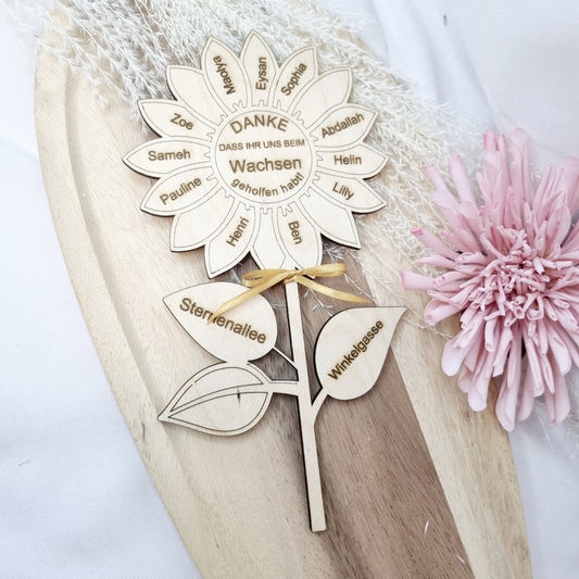 Blumenstecker Personalisiert | Blumenschild Danke | dass du MIR / UNS beim Wachsen geholfen hast | Abschiedsgeschenk Lehrer/in -Erzieher/in