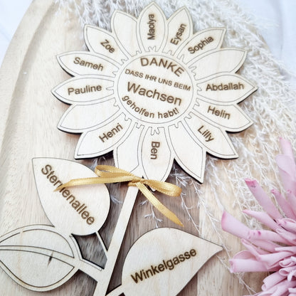 Blumenstecker Personalisiert | Blumenschild Danke | dass du MIR / UNS beim Wachsen geholfen hast | Abschiedsgeschenk Lehrer/in -Erzieher/in