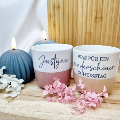 Becher | Tasse mit Spruch | Kaffeetasse | Steinguttasse  | Personalisiert