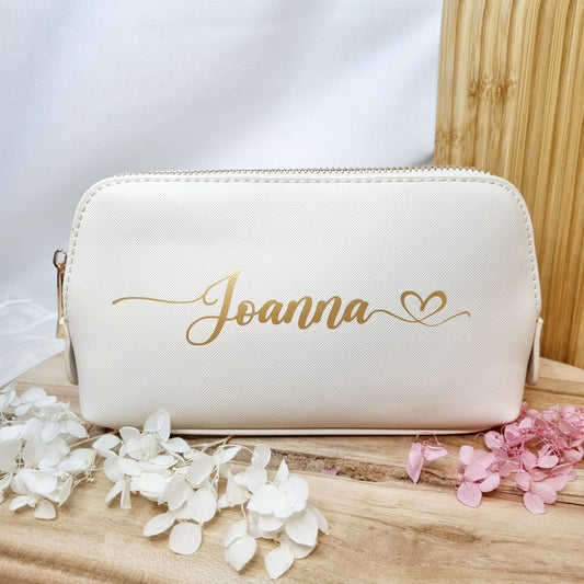 Personalisierte Kosmetiktasche aus PU-Leder – Beige