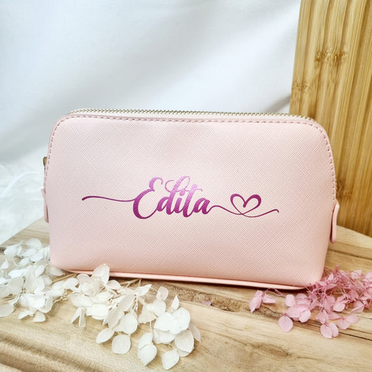 Personalisierte Kosmetiktasche aus PU-Leder – Rosa