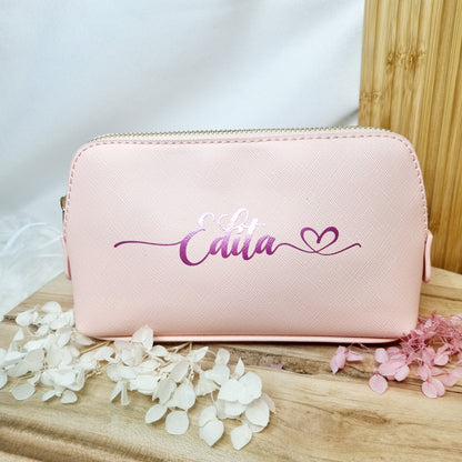 Personalisierte Kosmetiktasche aus PU-Leder – Rosa