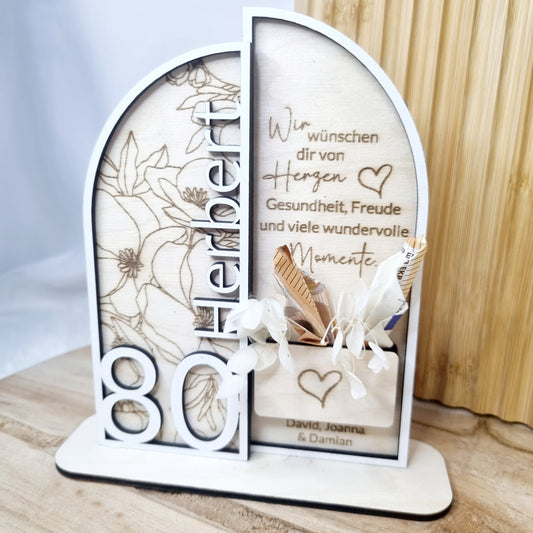 Geschenk zum Geburtstag | Personalisierte Holzdekoration mit Gravur
