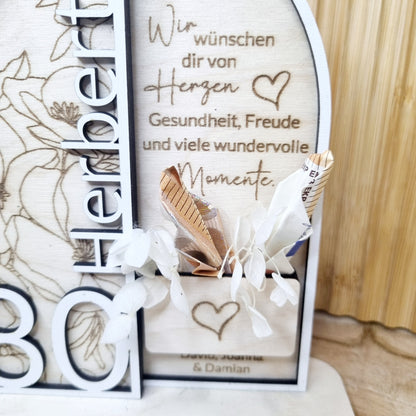 Geschenk zum Geburtstag | Personalisierte Holzdekoration mit Gravur