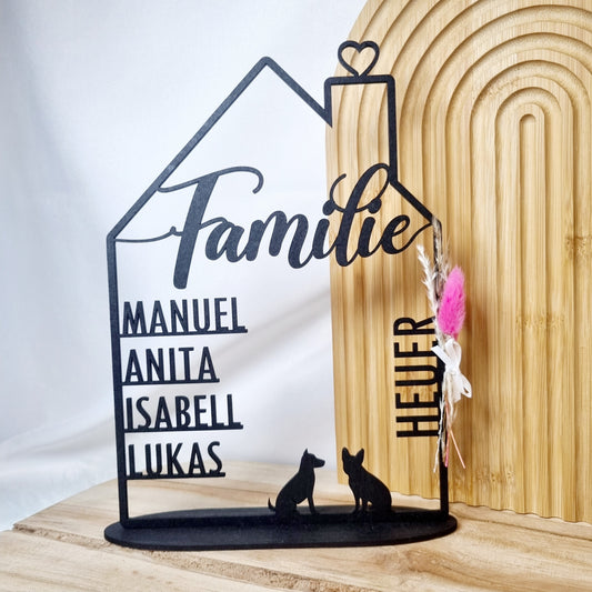 Personalisiertes Haus mit Namen | Einzugsgeschenk | Hund | Katze | Geschenkidee | Namensschild | Familie | Einzug | Hochzeit | Home