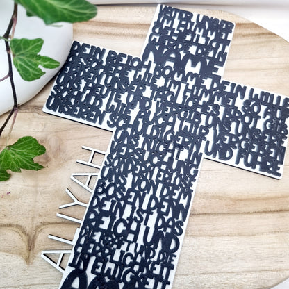 Geschenk zur Taufe | Kommunion & Konfirmation | Vater Unser | Kreuz | Holz | Gebet | Deutsch | Christen | Gold | Geschenkidee
