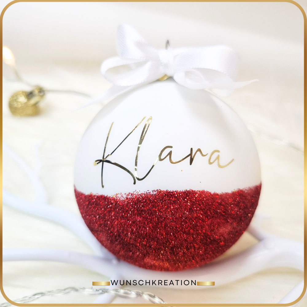 Glitzer mit Name, Personalisierte Kugel, Gold