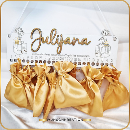 Handgemachter Adventskalender mit Glitzer für Frauen