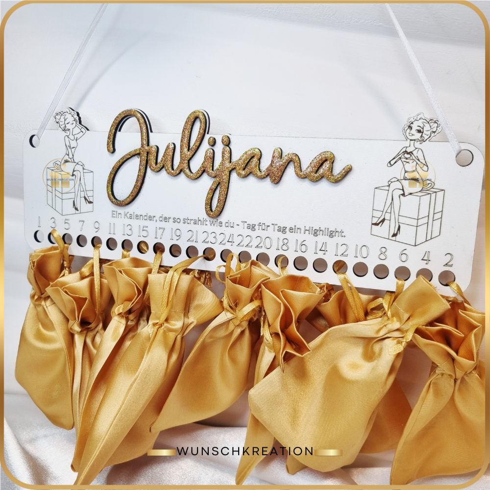 Minimalistischer Adventskalender Holz mit Namen personalisiert