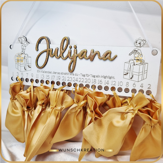 Minimalistischer Adventskalender Holz mit Namen personalisiert