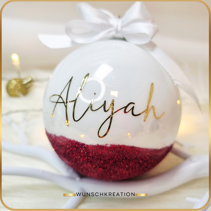 Christbaumkugel mit Namen, Glirzer Kugel, Geschenk zu Weihnachten