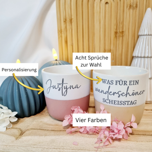 Becher | Tasse mit Spruch | Kaffeetasse | Steinguttasse  | Personalisiert