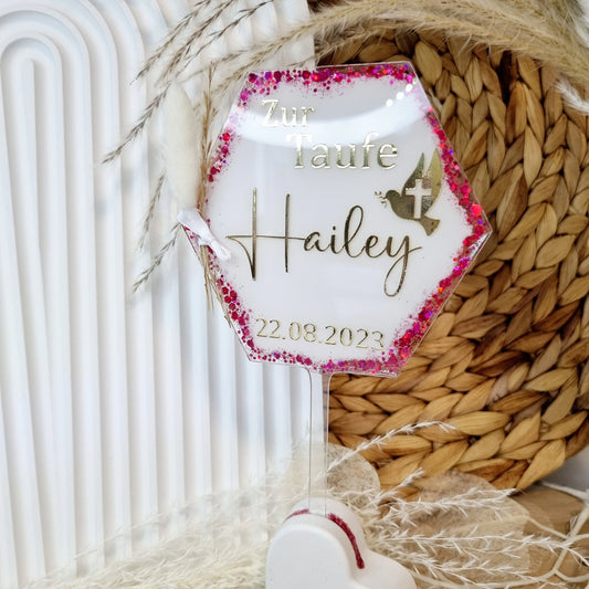 Cake Topper zur Taufe | Hexagon