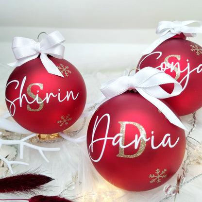 Personalisierte Weihnachtskugeln aus Glas – Matt | Mit Namen, Herz, Pfote oder Motiv | Christbaumkugel 8 cm