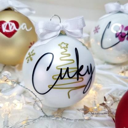 Personalisierte Weihnachtskugeln aus Glas – Matt | Mit Namen, Herz, Pfote oder Motiv | Christbaumkugel 8 cm