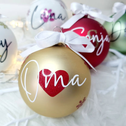 Personalisierte Weihnachtskugeln aus Glas – Matt | Mit Namen, Herz, Pfote oder Motiv | Christbaumkugel 8 cm