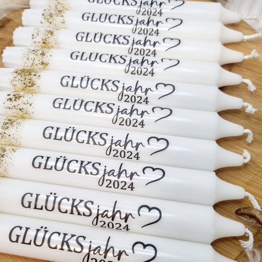 Exklusive Kerze mit Spruch | Personalisiert | Blattgold veredelt | Geschenkidee für Neujahr, Silvester & Weihnachten