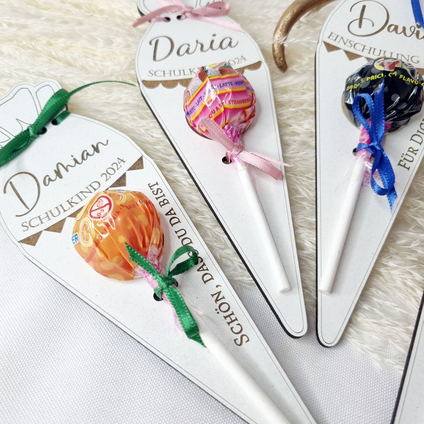 Gastgeschenk zur Einschulung | Schultüte Lolli | Halter aus MDF-Holz