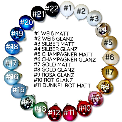 Personalisierte Weihnachtskugeln aus Glas – Matt | Mit Namen, Herz, Pfote oder Motiv | Christbaumkugel 8 cm