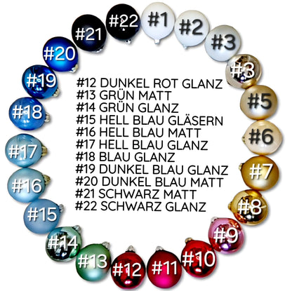 Personalisierte Weihnachtskugeln aus Glas – Matt | Mit Namen, Herz, Pfote oder Motiv | Christbaumkugel 8 cm
