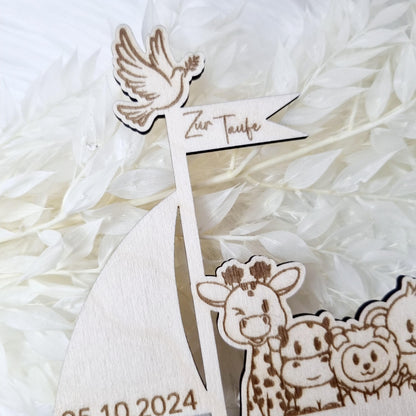 Cake-Topper für die Taufe: Arche-Design | Tortenstecker