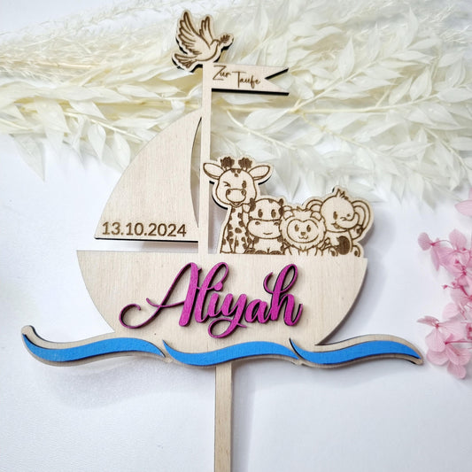 Cake-Topper für die Taufe: Arche-Design | Tortenstecker