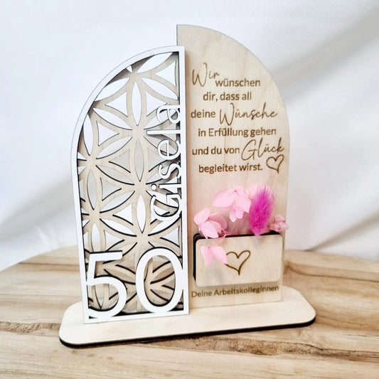 Personalisierte Holzdekoration | Lebensblume | Geldgeschenk | Geburtstag | Jubiläum