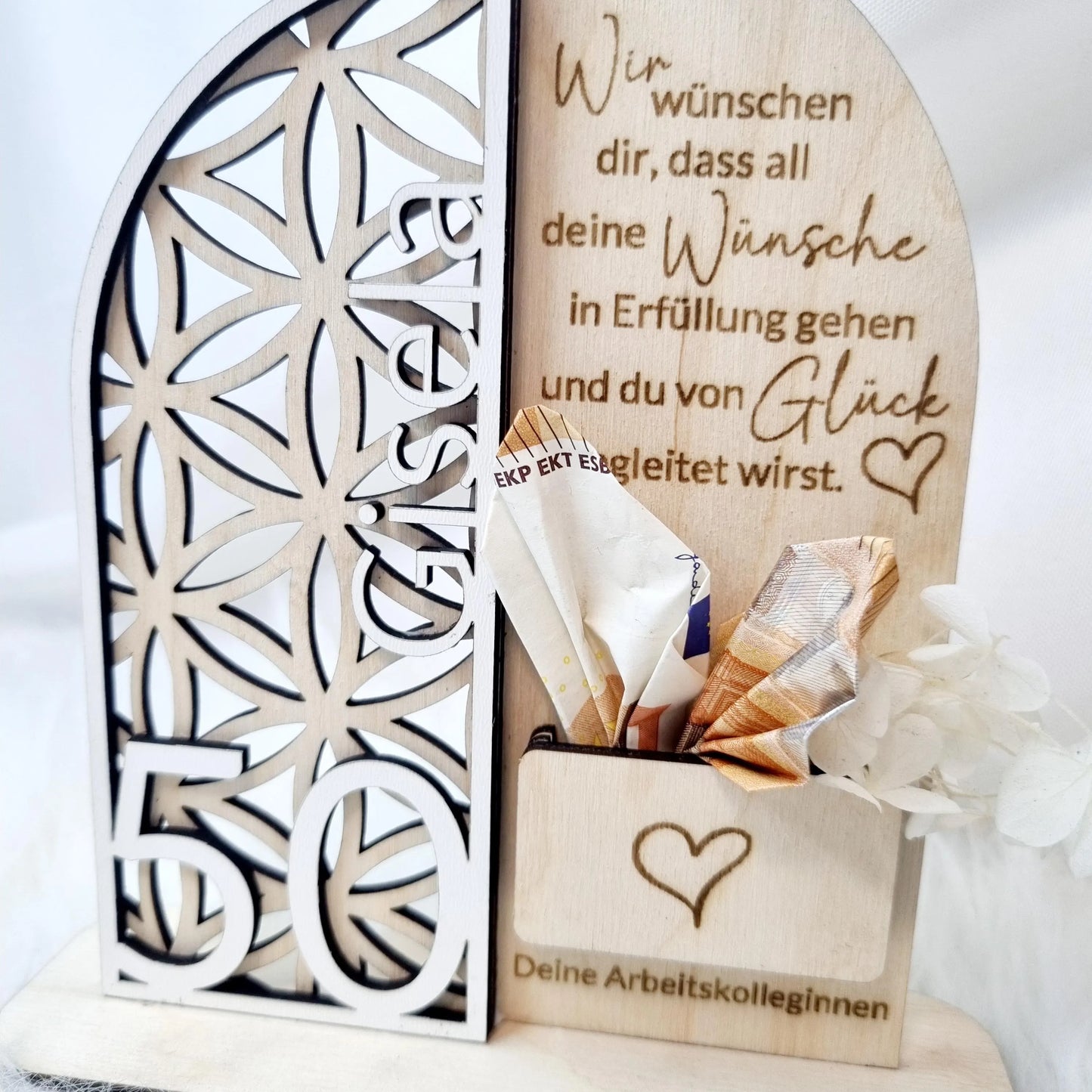 Personalisierte Holzdekoration | Lebensblume | Geldgeschenk | Geburtstag | Jubiläum