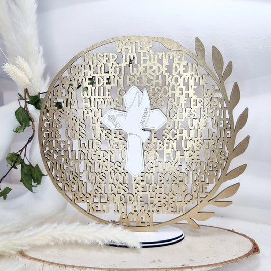 Personalisiertes „Vater Unser“ Kreuz mit 3D-Effekt – Einzigartiges Geschenk zur Taufe, Kommunion oder Konfirmation