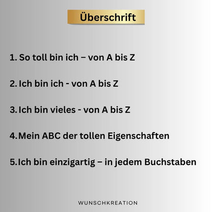 Personalisierte ABC-Tafel aus Holz mit positiven Eigenschaften – Geschenk zur Einschulung 2025