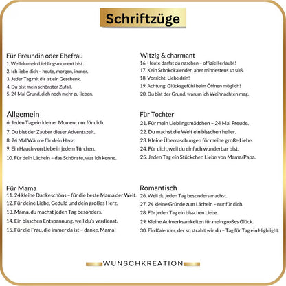 Personalisierter Adventskalender aus Holz – Handgefertigt mit Gravur & Glitzereffekt