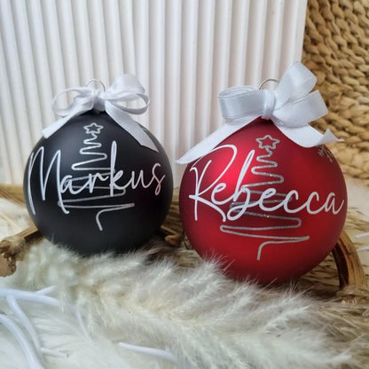 Personalisierte Weihnachtskugeln aus Glas – Matt | Mit Namen, Pfote oder Motiv | Christbaumkugel 8 cm