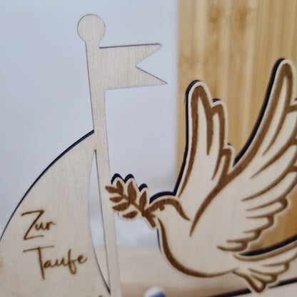 Personalisiertes Geldgeschenk zur Taufe, Kommunion oder Konfirmation– Boot mit Taube