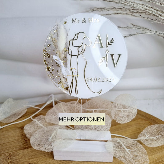 Cake Topper zur Hochzeit | Weiß | Line Art